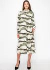 Yal New York Green And White Wave Dress In Green