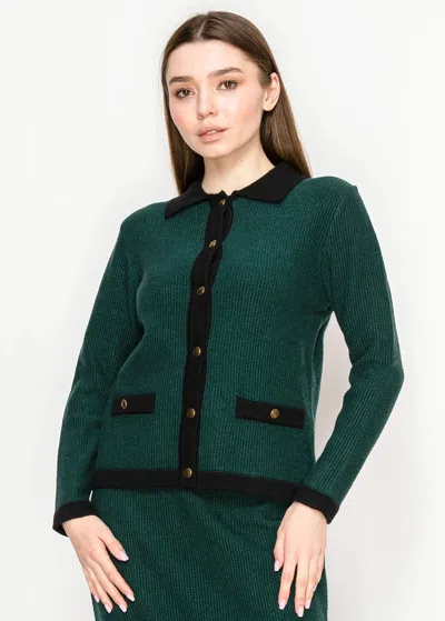 Yal New York Green Button-up Knit Cardigan