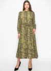 Yal New York Green Snake-print Button-up Dress In Green