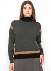 Yal New York Grey And Camel Color Block Sweater In Grey