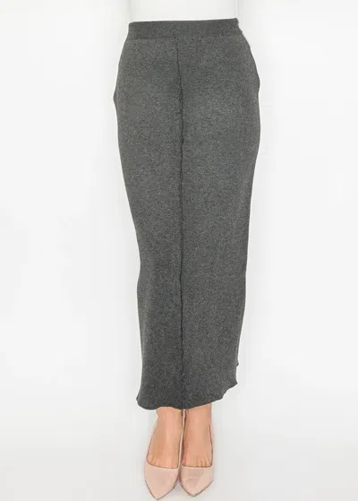 Yal New York Grey Long Knit Skirt In Gray