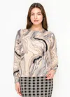 Yal New York Grey Marble Pattern Knit Sweater In Multi