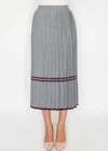 Yal New York Grey Pleated Knit Skirt With Stripe Accents In Gray