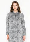 Yal New York Grey Snake Pattern Long Sleeve Shirt Blouse In Gray