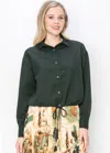 Yal New York Hunter Green Button-down Blouse In Green