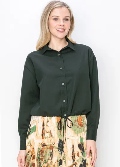 Yal New York Hunter Green Button-down Blouse