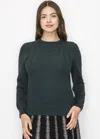 Yal New York Hunter Green Chevron Knit Sweater In Green