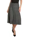 Yal New York Knit Houndstooth A-line Skirt In Black