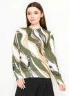 Yal New York Knit Sweater With Olive Waves In Green