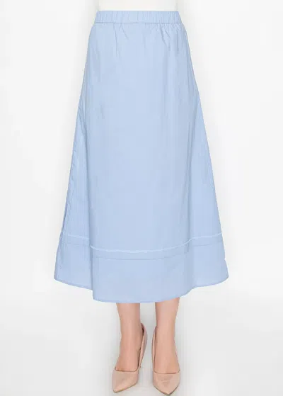 Yal New York Light Blue Cotton Midi Skirt, A-line
