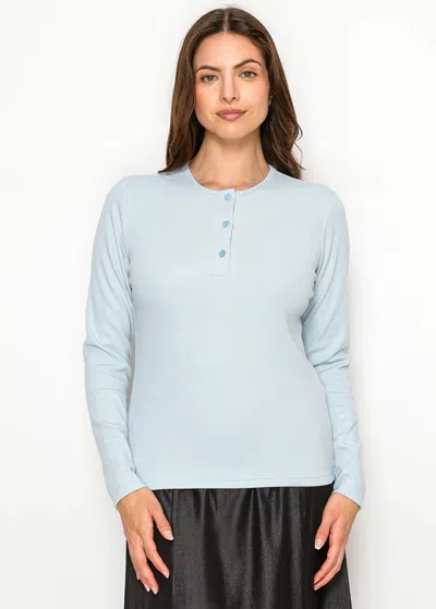 Yal New York Light Blue Henley Long Sleeve T-shirt