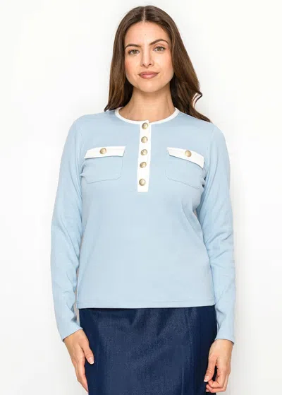 Yal New York Lightweight Blue Cotton Blend Top