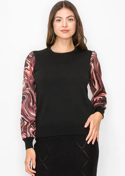 Yal New York Marble Print Sleeve Top In Multi