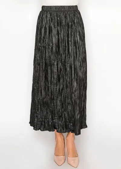 Yal New York Metallic Crinkle Skirt - Black Midi