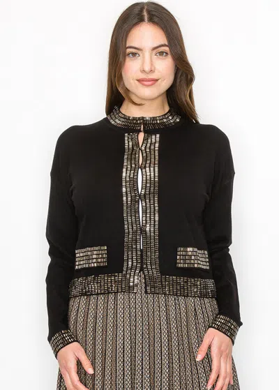 Yal New York Metallic Harmony Sweater Jacket In Black