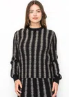 Yal New York Metallic Striped Modest Sweater In Black