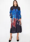 Yal New York Midnight Blue Paint Stroke Shirt Dress In Blue
