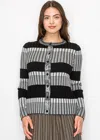 Yal New York Modern Ribbed Stripe Cardigan In Black