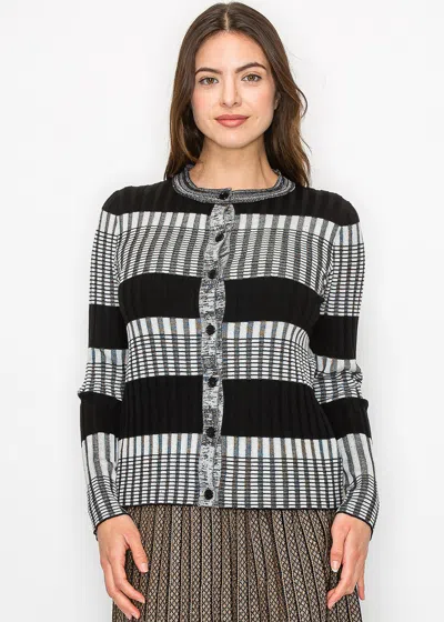 Yal New York Modern Ribbed Stripe Cardigan In Black