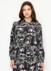 Yal New York Multicolor Brushstroke Print Button-down Blouse In Purple
