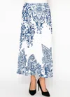 Yal New York Navy Pattern White Midi Skirt In White