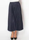 Yal New York Navy Pleated Midi Skirt In Multi