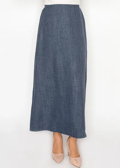 Yal New York Navy Textured Maxi Skirt In Grey