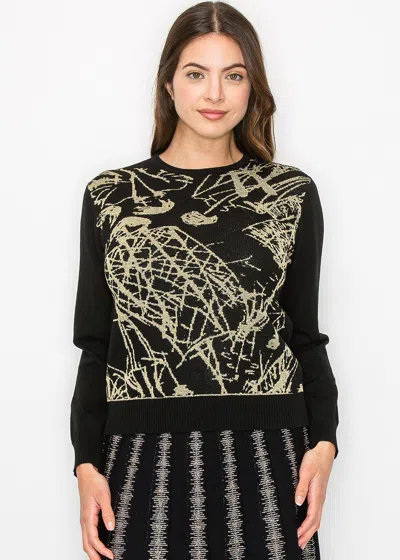 Yal New York Noir & Gold Modern Classic Knit Sweater
