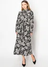 Yal New York Noir Blossom Belted Dress In Black