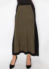 Yal New York Olive & Black Colorblock Knit Skirt In Green