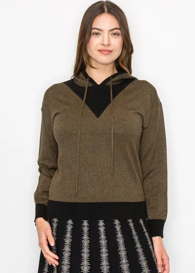 Yal New York Olive & Black Modest Hoodie In Green