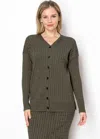 Yal New York Olive Cable Knit Button-down Cardigan In Green