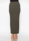 Yal New York Olive Cable-knit Long Skirt In Green