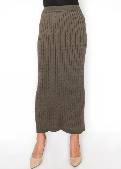 Yal New York Olive Cable-knit Maxi Skirt In Green