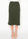 Yal New York Olive Green Midi Skirt In Soft Knit In Green