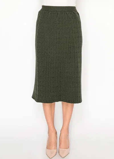 Yal New York Olive Green Midi Skirt In Soft Knit
