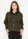 Yal New York Olive Knit Cardigan With Black Trim In Green