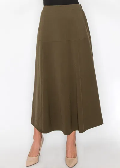 Yal New York Olive Panel Midi Skirt In Green