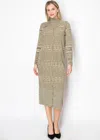 Yal New York Olive Striped Button-down Midi Dress In Green