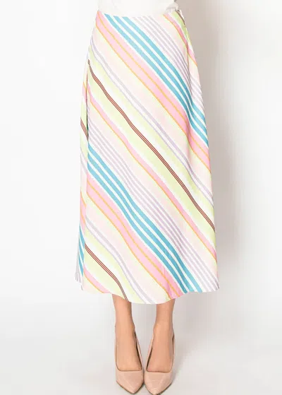 Yal New York Pastel Stripes Midi Skirt In Pink