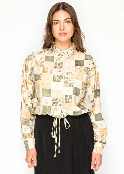 Yal New York Patchwork Long Sleeve Blouse In Neutral