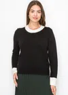 Yal New York Pearl Accent Knit Sweater In Black