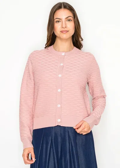 Yal New York Pink Classic Button Front Knit Cardigan