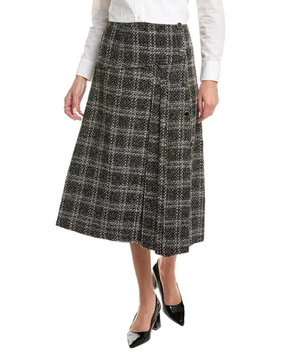 Yal New York Plaid Button A-line Skirt In Black