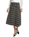 Yal New York Plaid Button A-line Skirt In Black