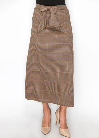 Yal New York Plaid Tie-front Midi Skirt In Multi