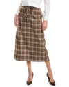Yal New York Plaid Button A-line Skirt In Brown