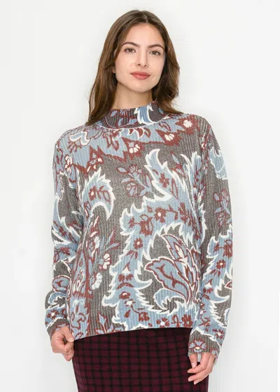 Yal New York Printed Knit Pullover With Mock Neck In Multi