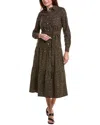 Yal New York Autumn Blossom Belted Midi Dress In Brown
