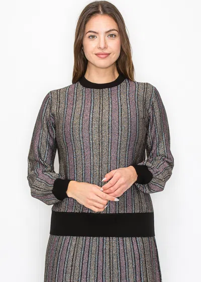 Yal New York Radiant Stripe Knit Top In Black